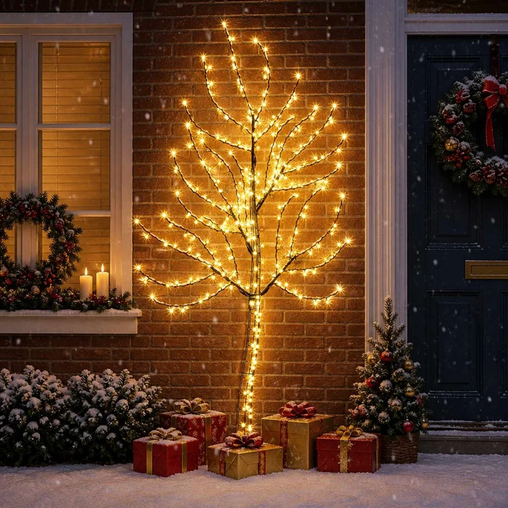 vidaXL LED-Wandweihnachtsbaum 180 cm 200 LEDs Warmes Weiß Stahl 42050790 – Bild 1