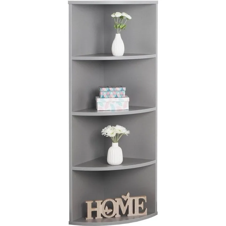 RICOO Eckregal Hängend 110 x 33 x 33 Grau, Spanplatte aus Holz, Hängereral WM058-PL, Regal Wand, Bücherregal Eck Wandregal Ecke Küchenregal Wandboard Eckwandregal Schweberegal