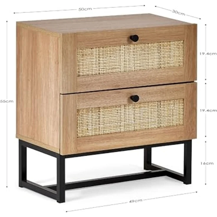 Julian Bowen Padstow Nachttisch mit 2 Schubladen, Eiche, Holzwerkstoff, Einheitsgröße – Bild 2