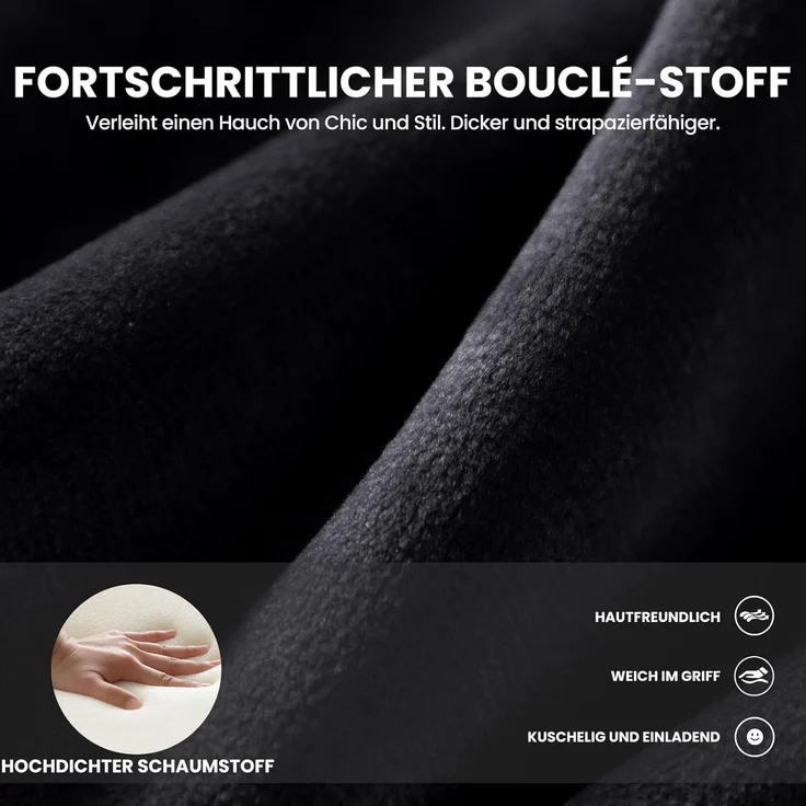 COLAMY Modern Velvet Ohrensessel 2er Set, Gepolsterter Sessel Wohnzimmer, Bequemer Runder loungesessel mit 3 Beinen für Wohnzimmer, Schlafzimmer, Leseecke, Schwarz – Bild 5