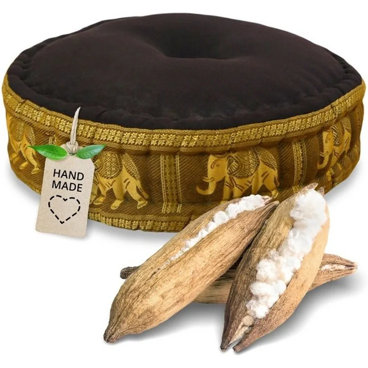 livasia Meditationskissen Zafukissen groß (Deluxe) vegan und handgefertigt, 44x15cm, Kapok – Bild 4