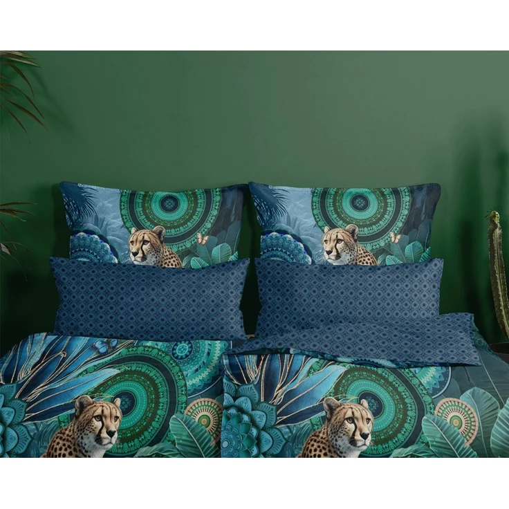hip Bettwäsche Comfort Baumwolle, Flanell, 2 teilig, Mandalas,Leopard,blau,grün, Wendebettwäsche – Bild 3