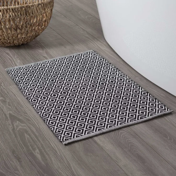 Sealskin Badematte Trellis Baumwolle 60x90 cm Schwarz und Weiß 436894 – Bild 1