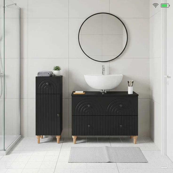 vidaXL 2-teiliges Badezimmer Schrank Set ALKMAAR Schwarz Holzwerkstoff 3417667