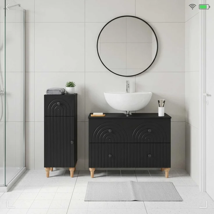 vidaXL 2-teiliges Badezimmer Schrank Set ALKMAAR Schwarz Holzwerkstoff 3417667 – Bild 1