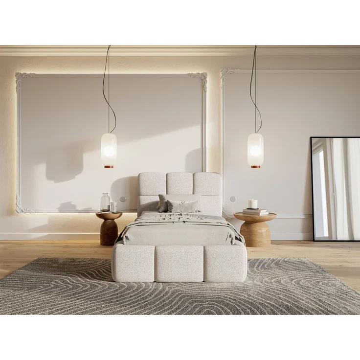 Selsey 'Cloudy' Polsterbett 90x200 cm, Bettkasten & Lattenrost, Chenille Hellbeige – Bild 2
