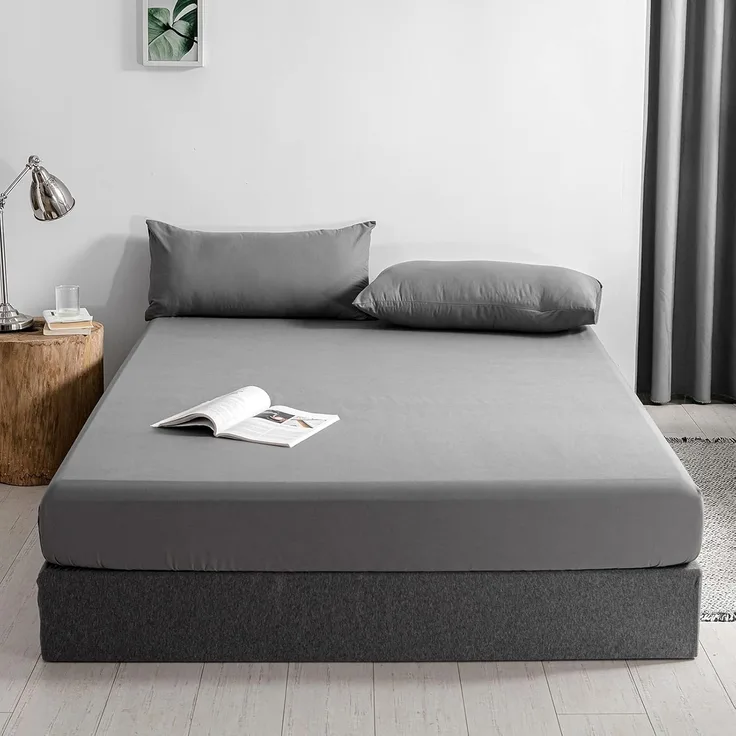 Good Nite Spannbetttuch Spannbettlaken 140x200 cm Grau Matrazenschoner Bettlaken 30cm Extra Polyester Tiefe Taschenlaken Spannbetttuch Weich und atmungsaktiv Maschinenwaschbar 140x200 cm