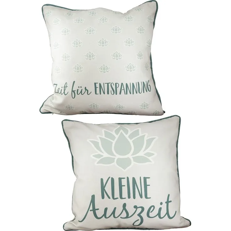 Kissen Lotus creme/ Rückseite hellgrün