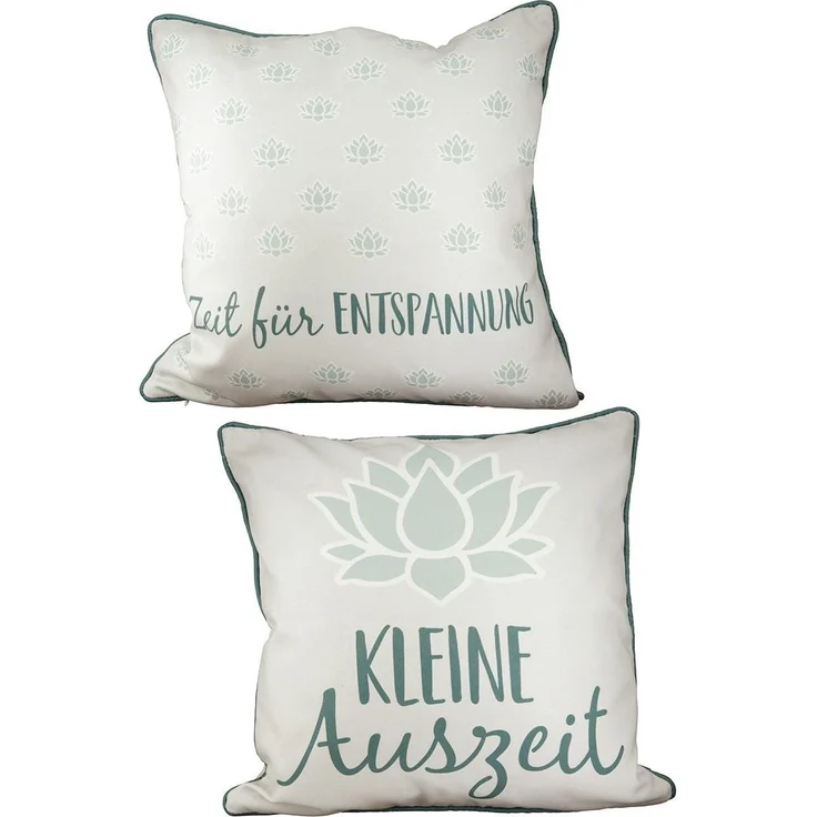 Kissen Lotus creme/ Rückseite hellgrün