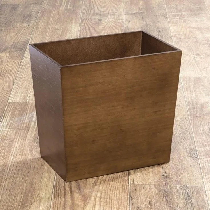 Stilvoller Abfalleimer Mülleimer mDesign Bambusoptik stabile Holzfaser braun – Bild 3