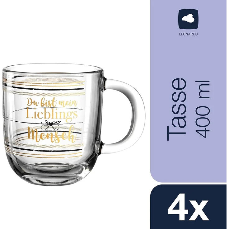 Leonardo EMOZIONE Tasse Lieblingsmensch 400ml 4er Set - A – Bild 2