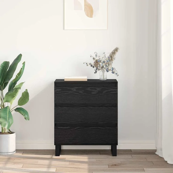 vidaXL Sideboard Schwarz Eichen-Optik 60 x 35 x 70 cm Holzwerkstoff 881955 – Bild 3