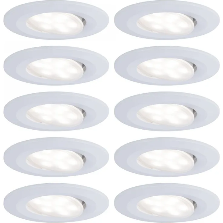 'Calla' 10er-Set Einbauleuchte, dimmbar und schwenkbar, LED 4000K IP65, Weiß, Paulmann 99924