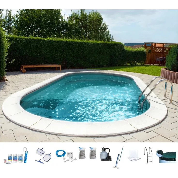 my POOL BWT Ovalpool PREMIUM mit grauer Innenfolie (Komplett-Set, 10-tlg), Höhe 150 cm, in versch. Größen erhältlich