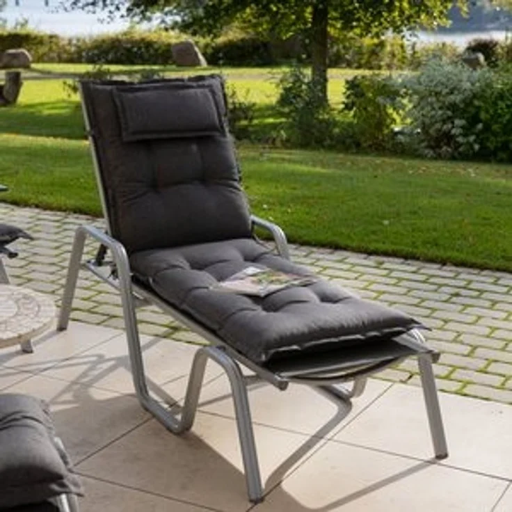 Herlag Liegenauflage Ava Polster für Gartenliege 190x60x9cm extra dick Kopfpolster, (1 St), SunGuard Liegepolster mit starkem UV- & Fleckschutz, Anthrazit – Bild 6