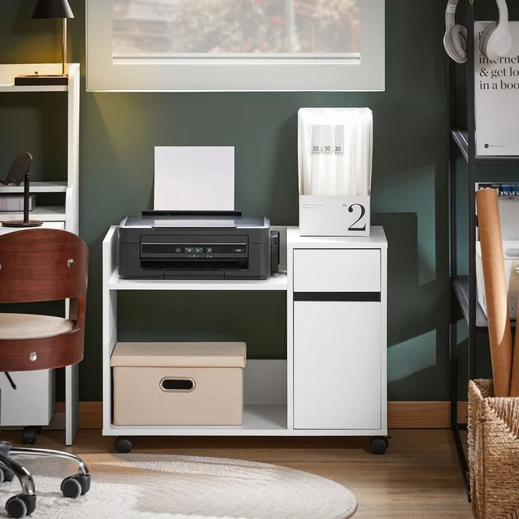 SoBuy ASK02-W Schubladenschrank Büro, Spanplatte, Melamin, Weiß, 72 x 54 x 40 cm – Bild 2