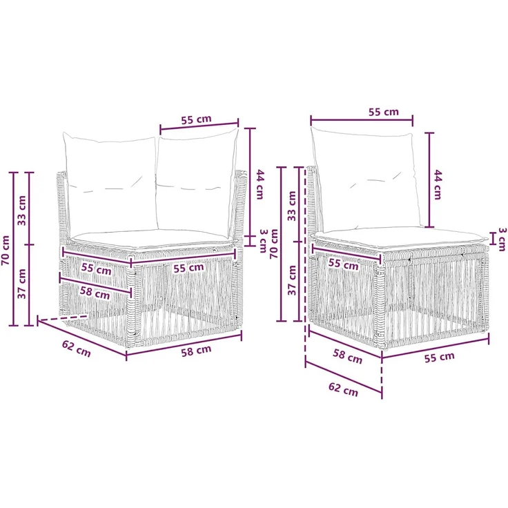 vidaXL Gartensofa-set 8 stk. 8-Sitzer Grau Poly-Rattan 3434447 – Bild 3