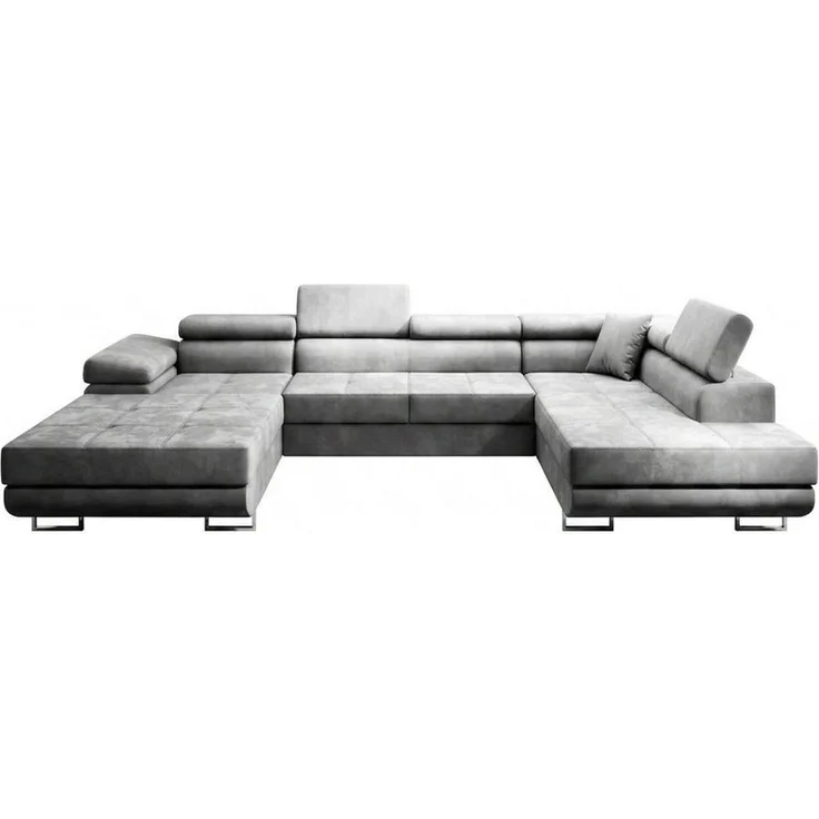 Muffo Ecksofa WILD U, Verstellbare Kopfstützen, elegante Metallbeine, 2 Bettzeugkasten, gelegentliche Schlaffunktion – Bild 1