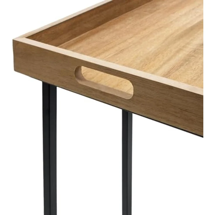 Spetebo Beistelltisch Metall Beistelltisch mit Holz Tablett - 60 x 45 cm (Anzahl, 1-St, Stück), platzsparend – Bild 5