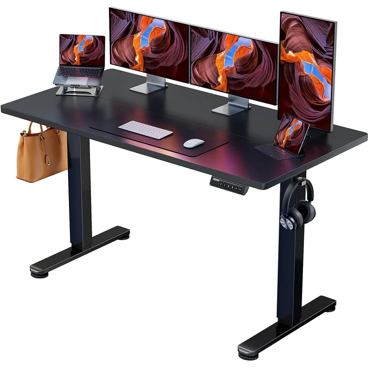 ErGear Elektrisch Höhenverstellbarer Schreibtisch 140x70 cm, Schreibtisch Höhenverstellbar mit 4-Gedächtnis-Smart-Pult für Home-Office mit Verbindungsplatte