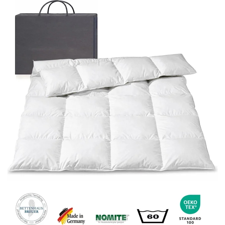 Daunendecke 1400g sibirische Daunen Bettdecke warm 200x200 100% natur – Bild 2