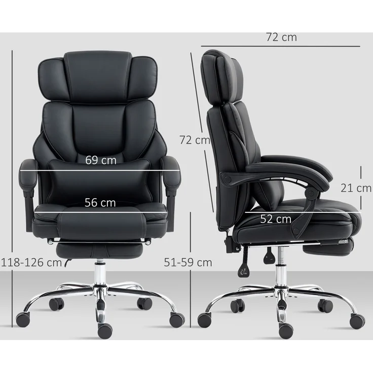 MELAYR, Bürostuhl Ergonomischer Höhenverstellbarer Drehstuhl mit Lendenwirbelstütze, Armlehne, 72 x 69 x 126 cm, Schwarz – Bild 5
