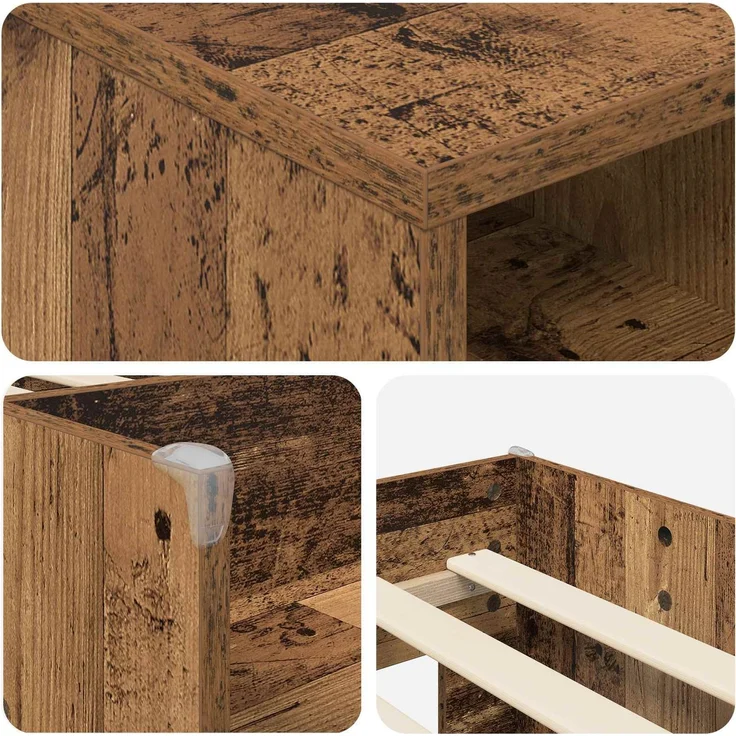 vidaXL Loft Bettgestell mit Schrank 3 stk. Altholz Holzwerkstoff 3423412 – Bild 6