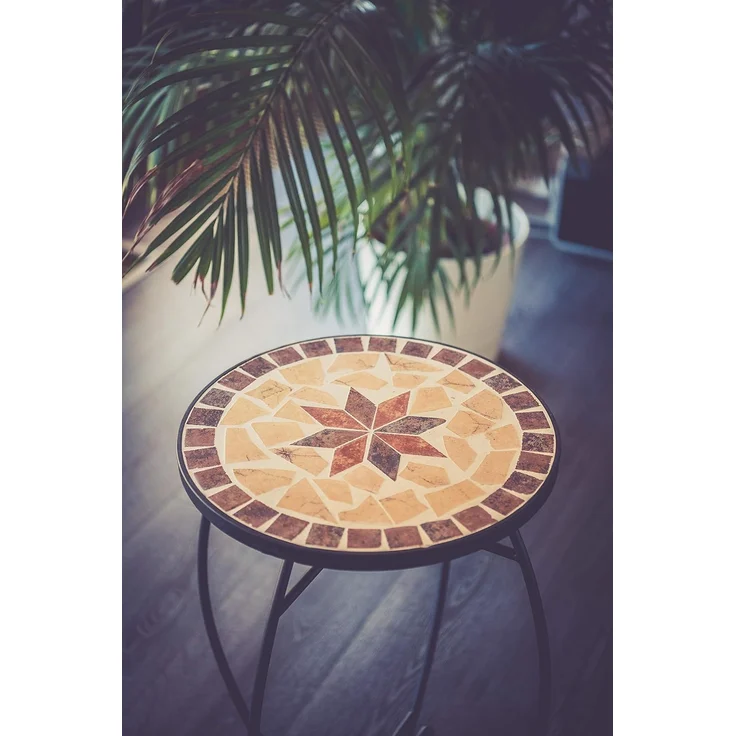Dszapaci Garten Beistelltisch Mosaiktisch Rund Balkontisch Kleine Gartentische Blumenhocker Balkon Bistrotische Rund Mosaik Gartentisch – Bild 6
