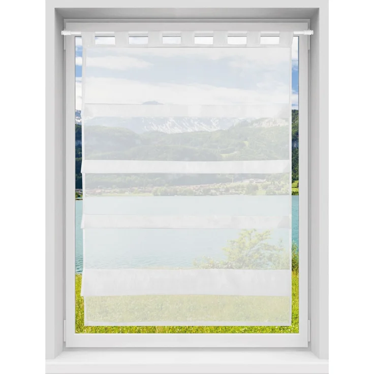 Bestlivings weiße Bistrogardine Transparent mit Schlaufen in 80x110 cm ( BxL ), in vielen Varianten erhältlich – Bild 3