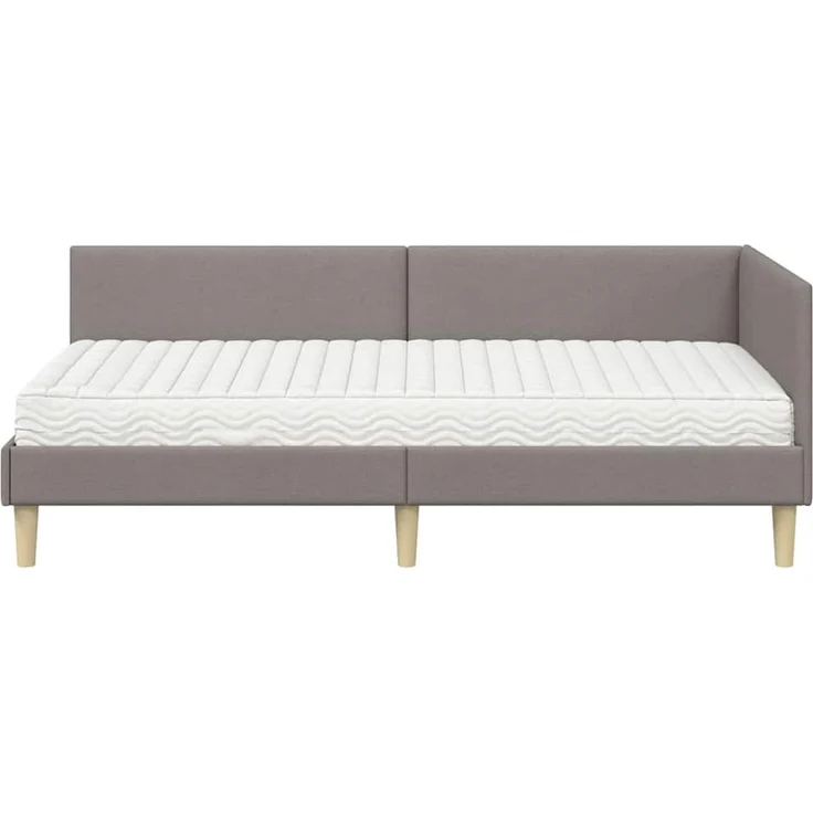 vidaXL Eckbettgestell mit Matratze 2 stk. Taupe 80 x 200 cm Stoff 3393730 – Bild 5