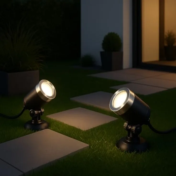 MeLiTec 2er Set Smart LED Garten-Strahler GL24 RGB Spot, anthrazit