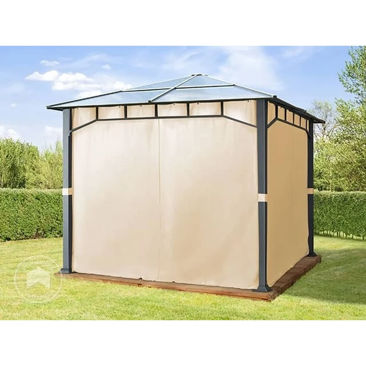 Gartenpavillon Hardtop Sunset Deluxe champagner, 3x3 m, Polycarbonat Dach 8mm Pavillon 4 Seitenteile ca. 9x9 cm Profil – Bild 3