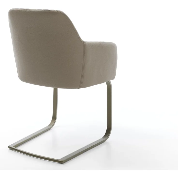 Freischwinger Greg-Flex Echt-Leder Schlamm Freischwinger flach Effektfinish Titan Taschenfederkern – Bild 5