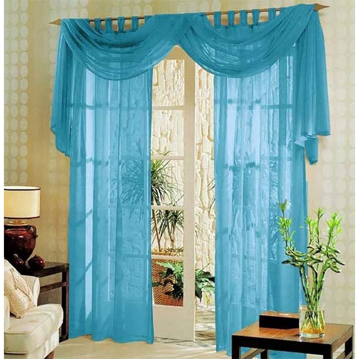 Gardinenbox Gardine (3 St), Schlaufen, transparent, Voile, Voile komplett Gardinen Set 3 teilig – Bild 1