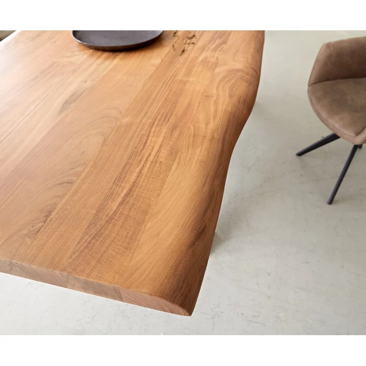 Esstisch Edge 240x100 Akazie Natur Kreuzgestell Rechteck Edelstahl Live-Edge – Bild 5