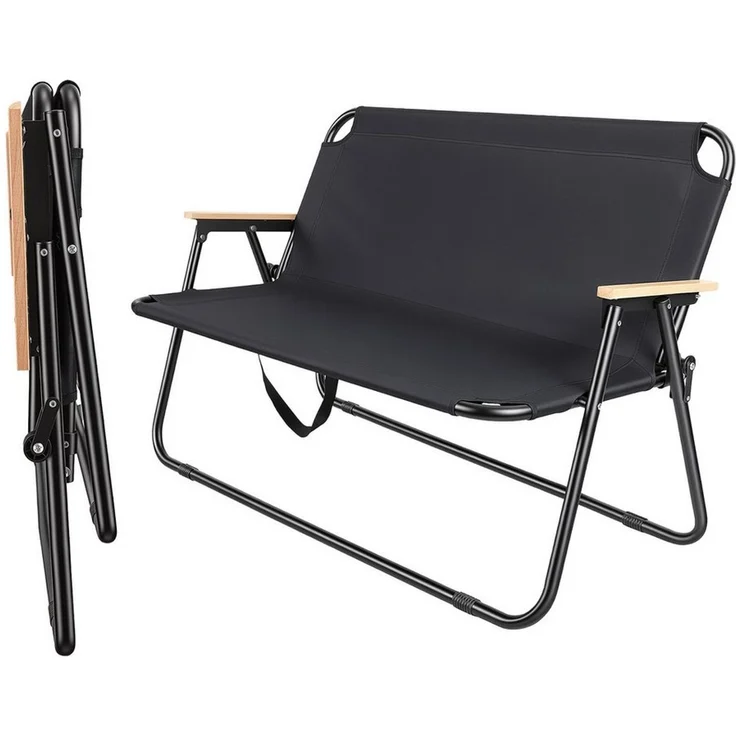 Rutaqian Gartenlounge-Bank Gartenbank Klappbar 2 Sitzer Faltbare Outdoor Sitzbank mit Rückenlehne, Robuste Campingbank mit Armlehne für Terrasse Balkon Garten Camping – Bild 1