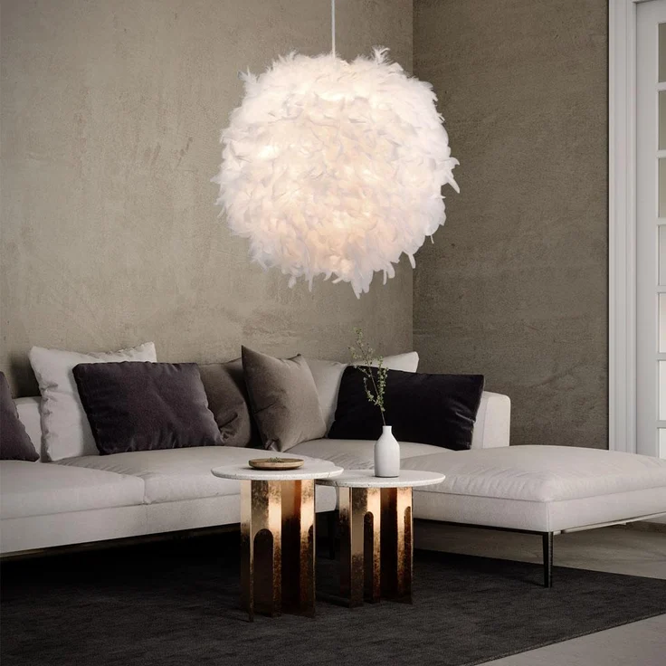 Pendelleuchte, Feder-Design, weiß, D 60 cm – Bild 6