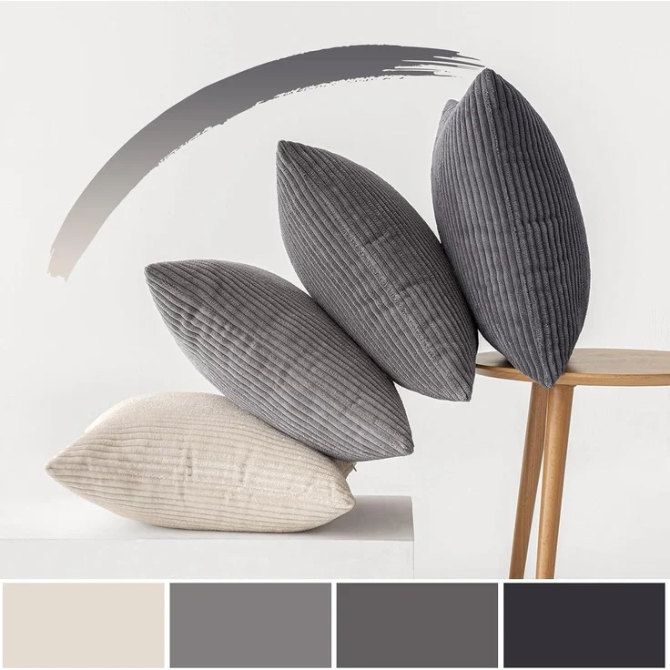 MIULEE Kordsamt Kissenbezug 40x40cm Deko Dunkelgrau 4er Set – Bild 6