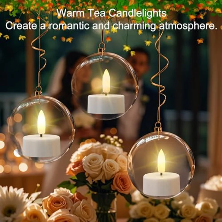 EXTSUD 12 Stück Led Teelichter mit Timer Batteriebetriebene Kerzen LED Tea Light Flammenlose Kerzen Kerzenlicht Nachtlicht Elektrische Teelichter Jugendweihe Windlicht Tischlicht Wohnzimmer Deko – Bild 4