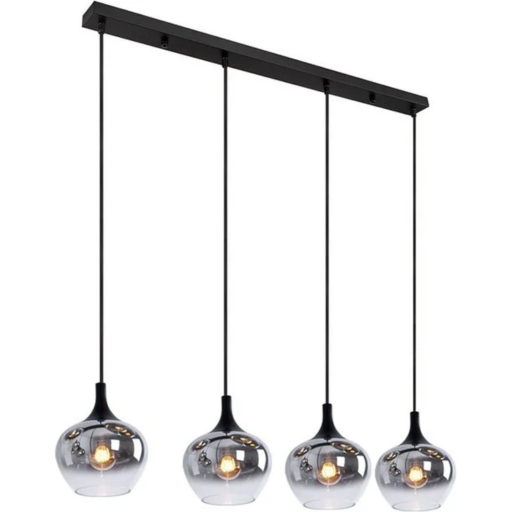 GLOBO LIGHTING Pendelleuchte, Leuchtmittel nicht inklusive, Hängeleuchte Pendellampe schwarz rauch Esstischleuchte 4 flammig – Bild 4