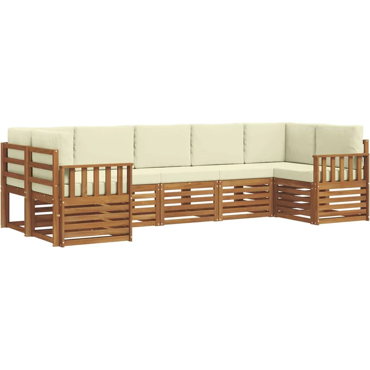 vidaXL Outdoor-Sofagarnitur 7 stk. 7-Sitzer Natur und Creme 3375400 – Bild 2