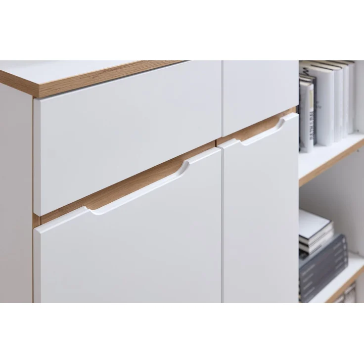 Komplettbüro MEMPHIS X 8-teilig in Weiß supermatt & Eiche inkl. Tisch – Bild 4
