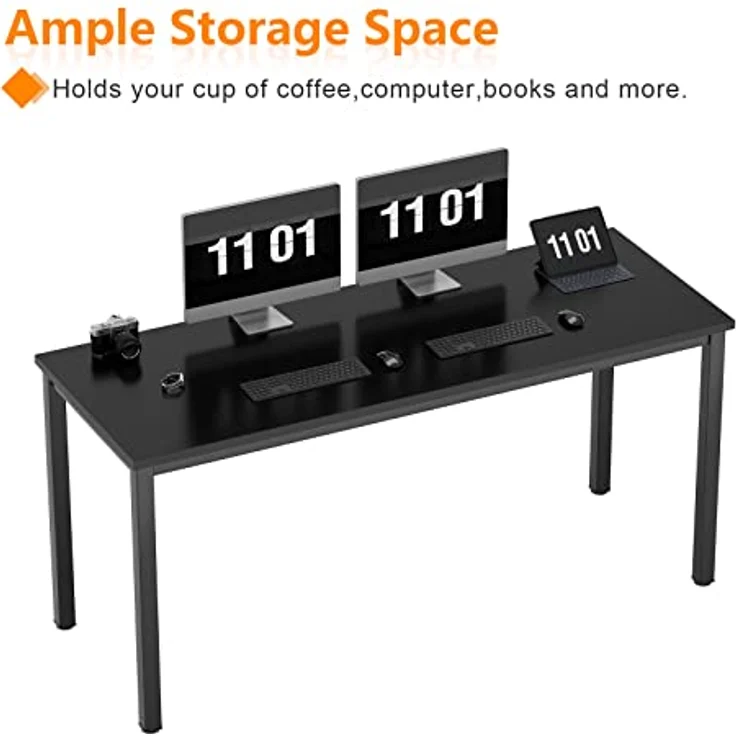 SogesHome Computertisch Schreibtisch 120 x 60 x 75 cm PC Schreibtisch Büro Schreibtisch Workstation für Home Office Verwenden Schreibtisch, Esstisch Konferenztisch, Schwarz,AC3CB-120-SH – Bild 6