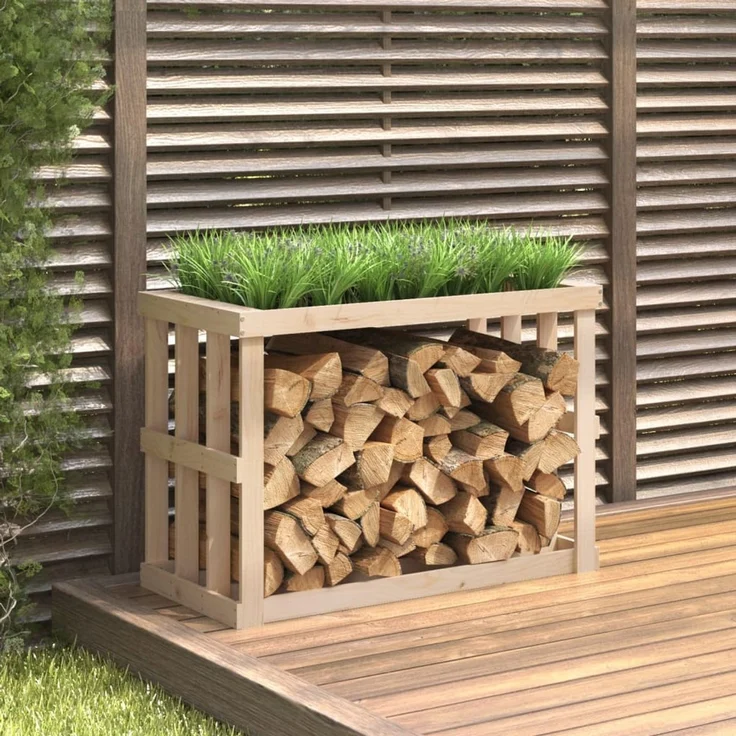 vidaXL Outdoor-Kaminholzregal 108x52x74 cm Massivholz Kiefer 822631 – Bild 1