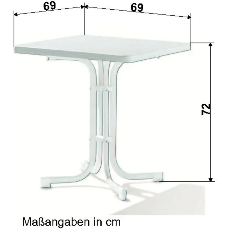 Sieger Boulevard-Klapptisch Boulevard-Klapptisch klappbar, Stahl Weiß 70 x 72 x 70 cm – Bild 4