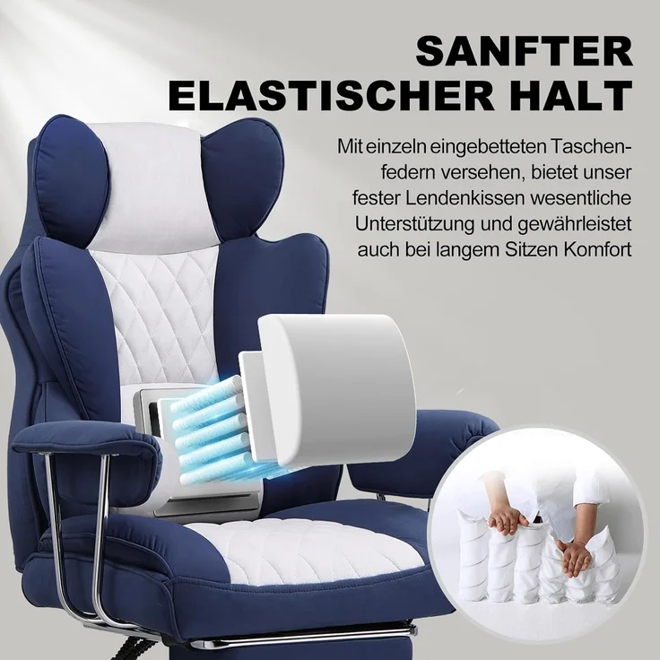 GTPLAYER Gaming-Stuhl Bürostuhl Gamer Stuhl gaming stuhl Schreibtischstuhl Chefsessel, mit Taschenfeder-Lendenwirbelstütze, breiter Büro-Computersessel – Bild 5