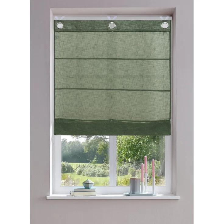 OTTO home Raffrollo Fiete, mit Hakenaufhängung, Leinen Optik, halbtransparent, monochrom, basic