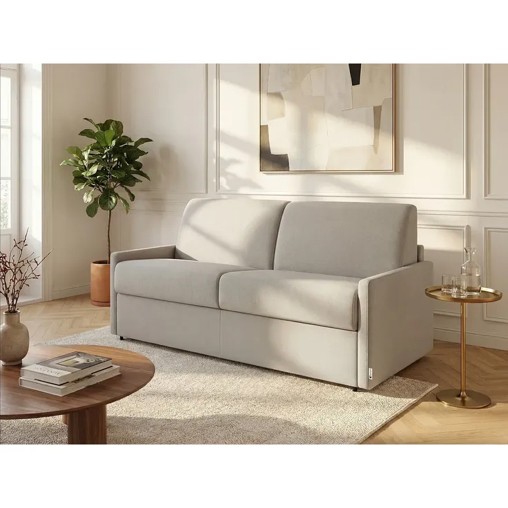Schlafsofa 3-Sitzer CALIFE - Stoff - Beige - Liegefläche: 140 cm - Matratzenhöhe: 22 cm