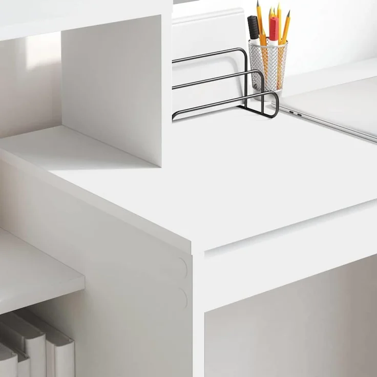 vidaXL Schreibtisch mit Regal Weiß 100 x 40 x 90 cm Holzwerkstoff 869314 – Bild 3