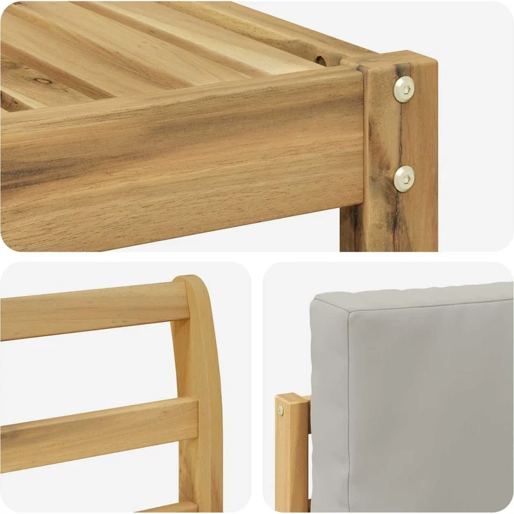 vidaXL Outdoor-Sofagarnitur 4 stk. 4-Sitzer Weiß und Hellgrau 3391636 – Bild 5